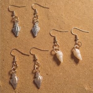 Shiny Seashell Earrings (Set of 3)